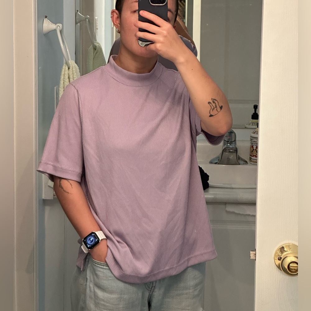 Alia Purple Boxy Short Sleeve T-Shirt